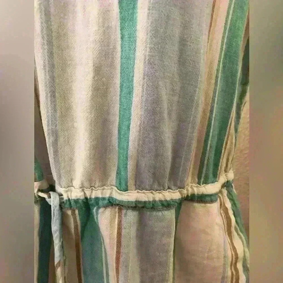 Time and Tru White and Neutral Colors Vertical Stripe Cinched Dress Women M - Picture 11 of 11